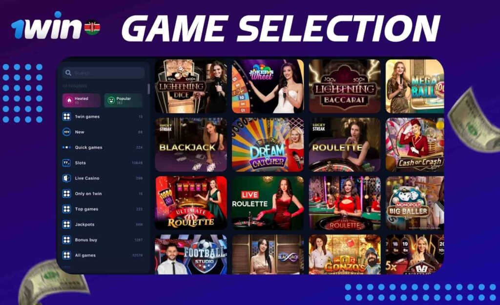 1win Kenya casino Games selection information