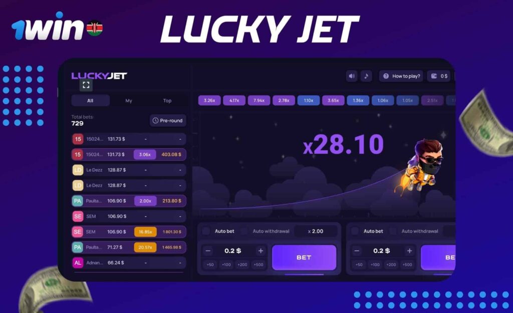 1win Lucky Jet casino game review in Kenya