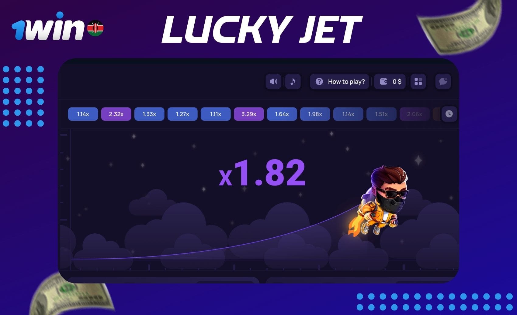 How to play Lucky Jet casino game at 1win Kenya website