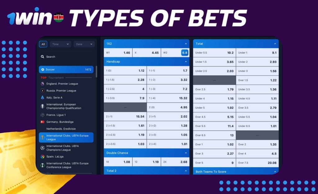 1win Kenya sportsbook types of bets review