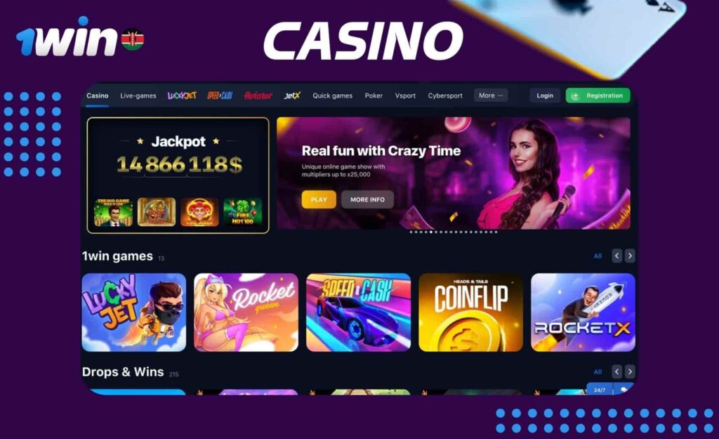 1win Casino website games overview in Kenya